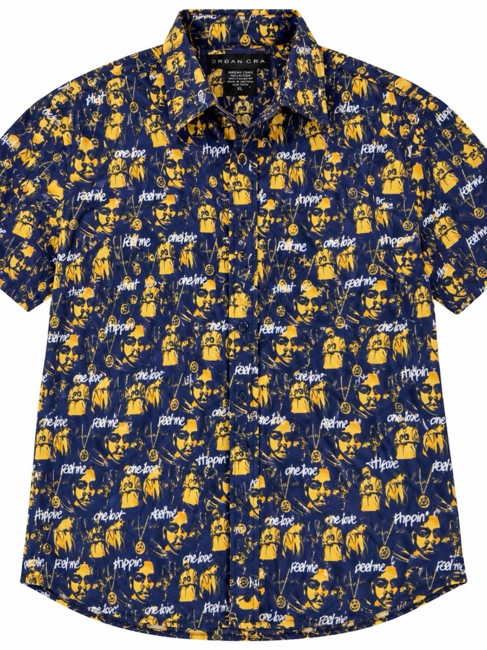 Jordan Craig Collection Men’s XL Navy Yellow Graphic Short Sleeve Shirt